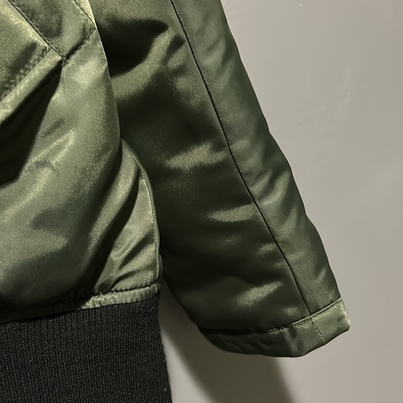 S13 New York army green pink faux fur collar puffer coat jacket - Picture 13 of 16